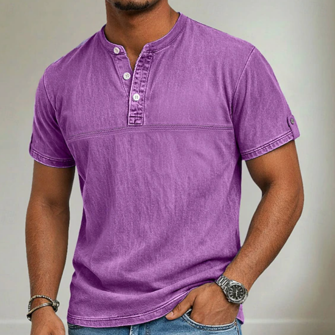 Noah | Stand Collar Short Sleeve Henley