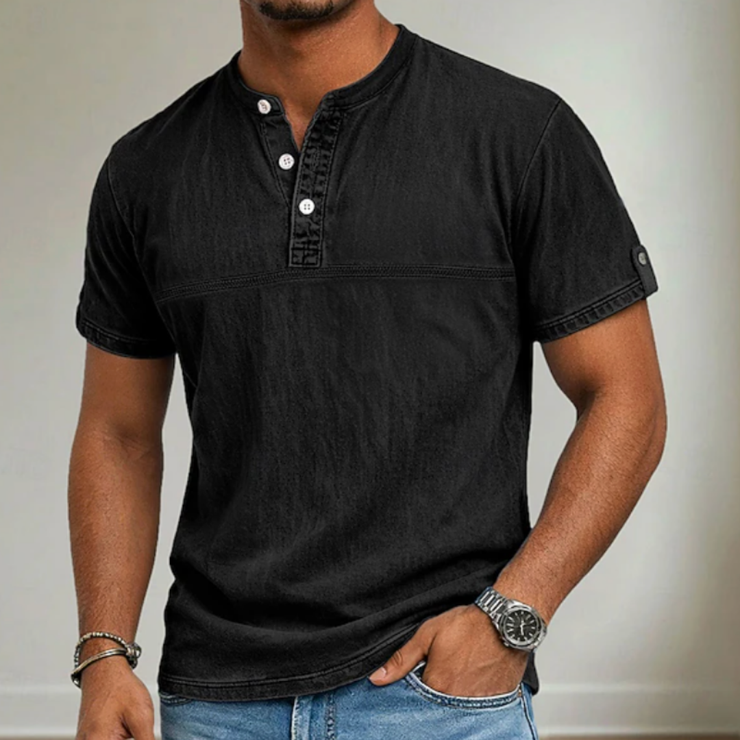 Noah | Stand Collar Short Sleeve Henley