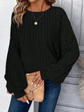 Comfortable and casual pullover round neck long-sleeved knitted top for women