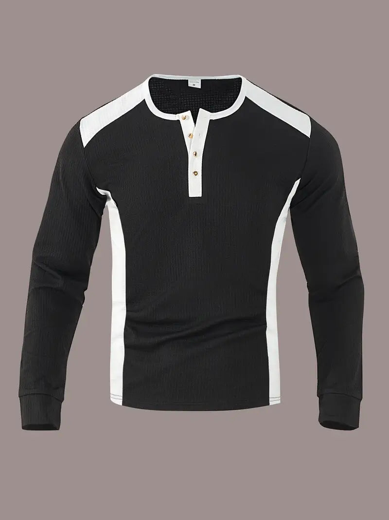 Kyran | Waffle Long Sleeve Henley Shirt