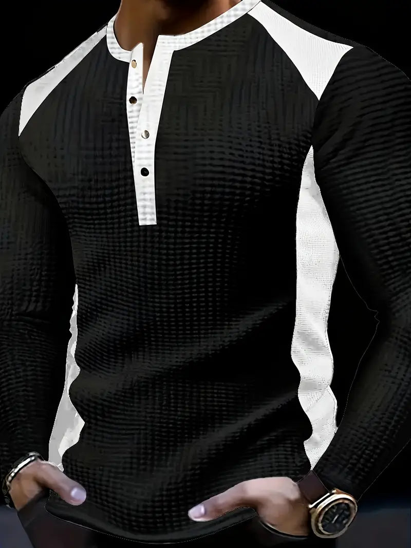Kyran | Waffle Long Sleeve Henley Shirt