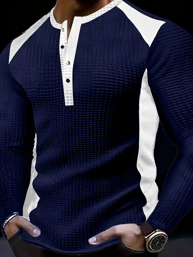 Kyran | Waffle Long Sleeve Henley Shirt